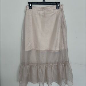 Anthropologie Cream Mesh Skirt